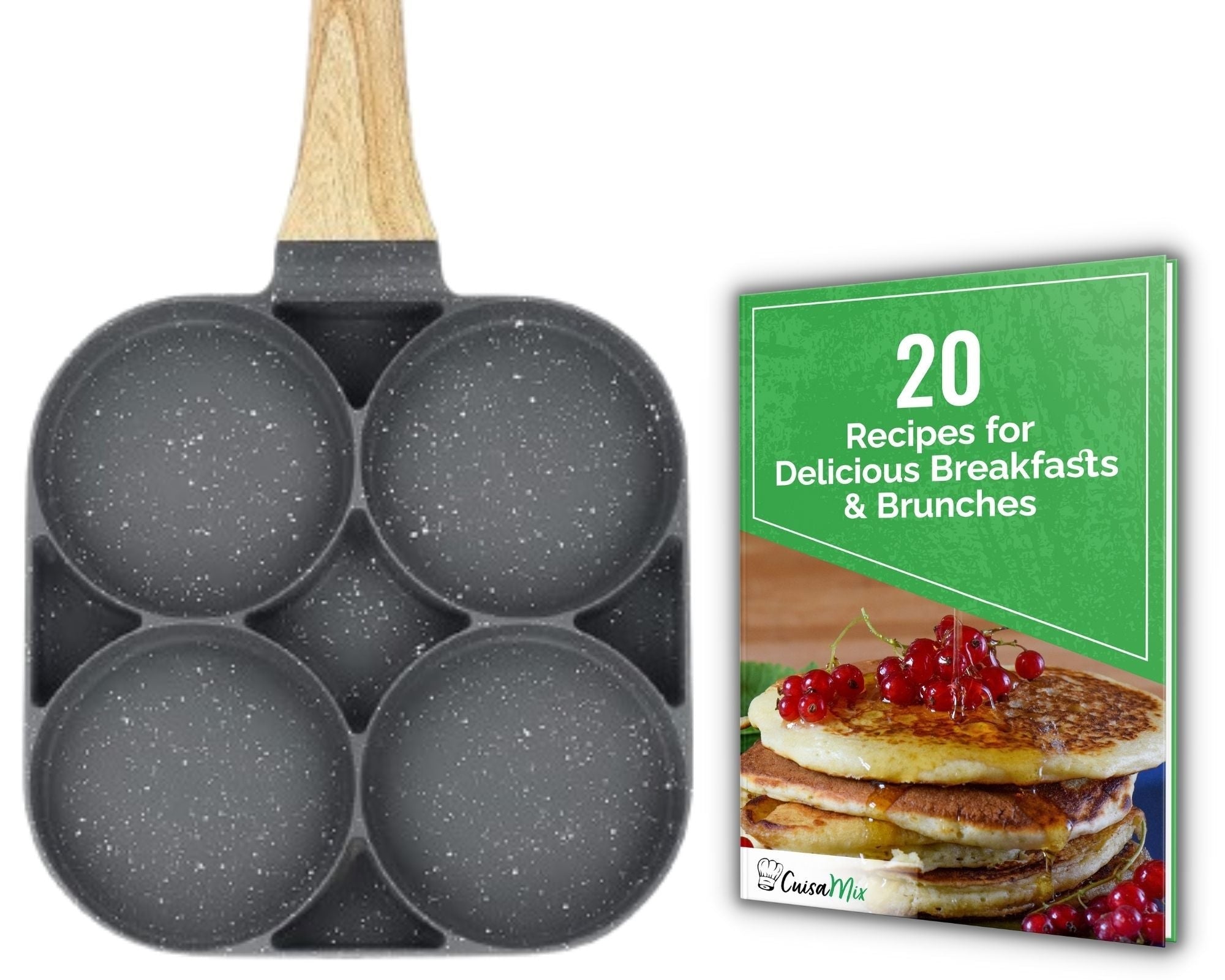 Polix - 4-Mould Frying Pan (+ 2 FREE Utensils)