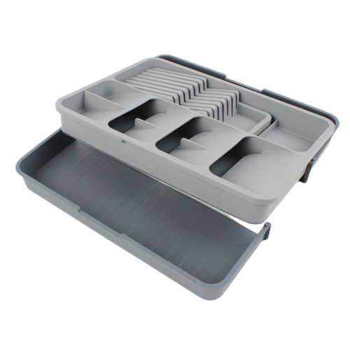 Grey plastic cutlery holder